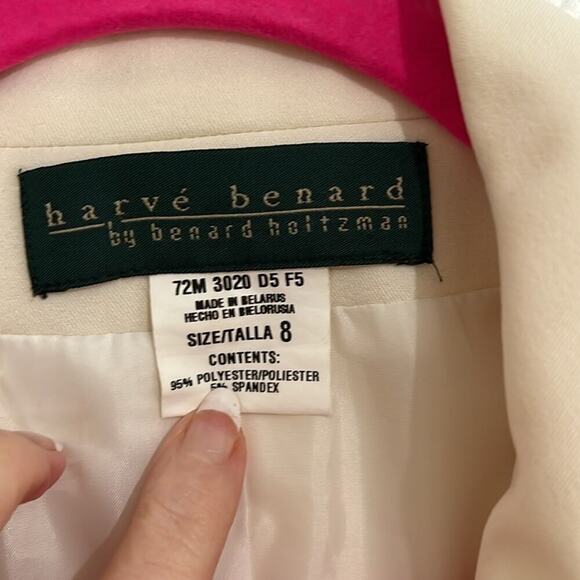 Vintage Harve Bernard Cream 4 Button Rounded Collar Cuffed Blazer Jacket Size 8 - Picture 2 of 7